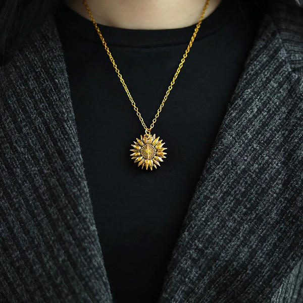 Medaillon Sonnenblumen-Anhänger-Halskette